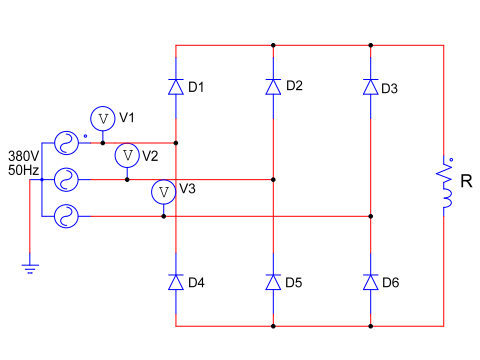 Three phase full wave rectifier circuit (4 circuits)
